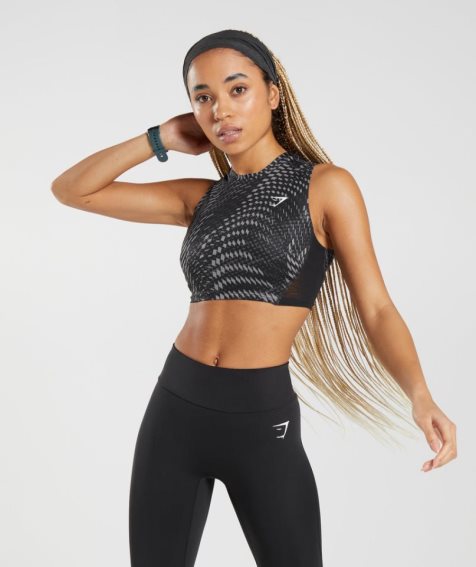 Women's Gymshark Sport Crop Tanks Black | CA 1DAN86